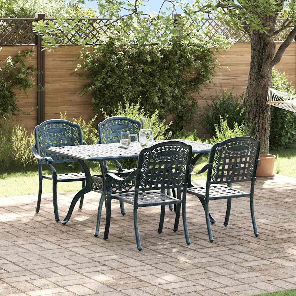 Set da Pranzo per Giardino 5 pcs Verde Alluminio