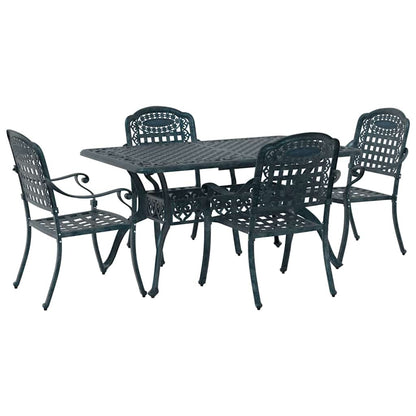 Set da Pranzo per Giardino 5 pcs Verde Alluminio