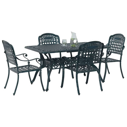 Set da Pranzo per Giardino 5 pcs Verde Alluminio