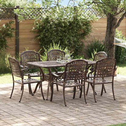 Set da Pranzo per Giardino 7 pcs Bronzo Alluminio