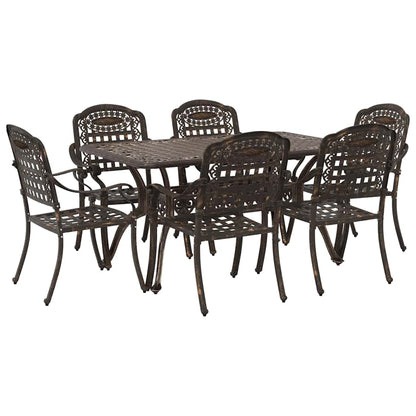Set da Pranzo per Giardino 7 pcs Bronzo Alluminio