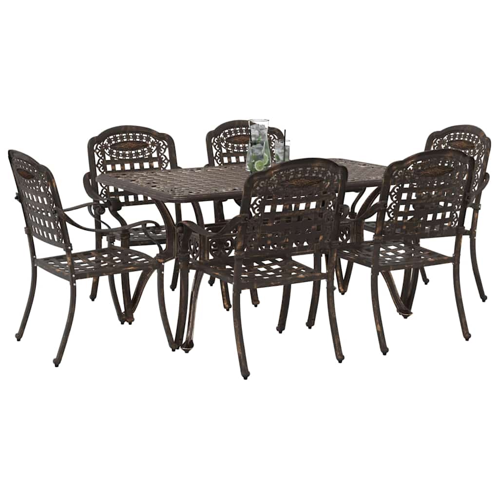Set da Pranzo per Giardino 7 pcs Bronzo Alluminio