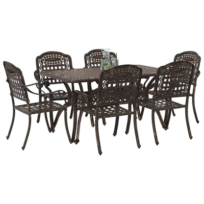 Set da Pranzo per Giardino 7 pcs Bronzo Alluminio