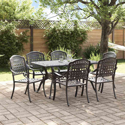 Set da Pranzo per Giardino 7 pcs Nero Alluminio