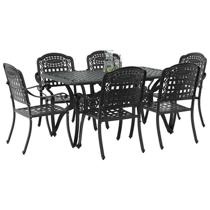 Set da Pranzo per Giardino 7 pcs Nero Alluminio