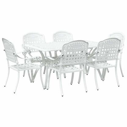 Set da Pranzo per Giardino 7 pcs Bianco Alluminio