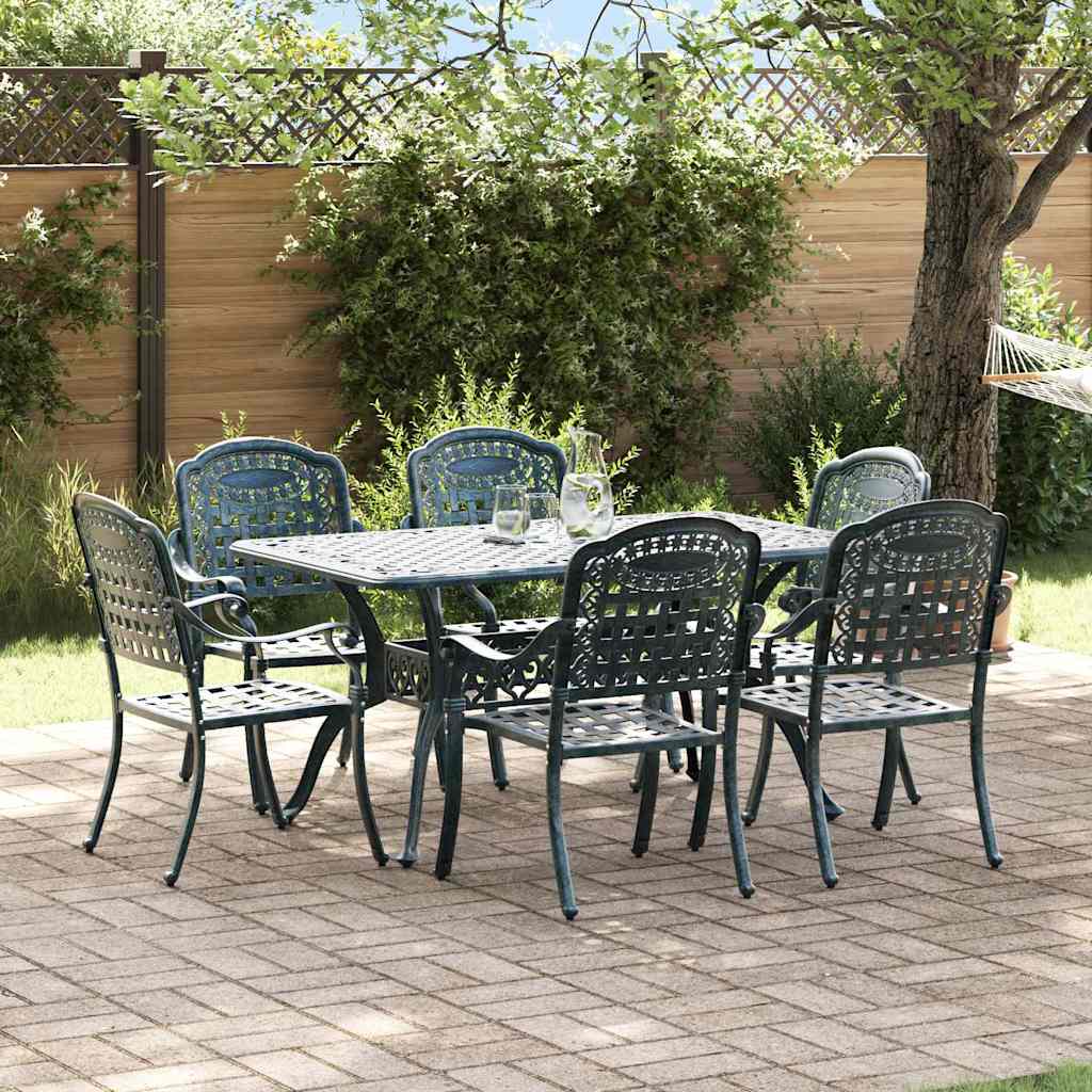 Set da Pranzo per Giardino 7 pcs Verde Alluminio