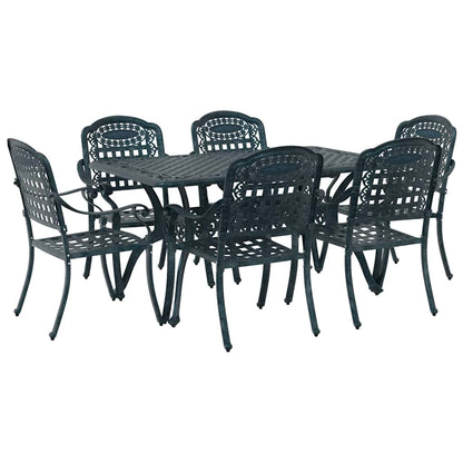 Set da Pranzo per Giardino 7 pcs Verde Alluminio