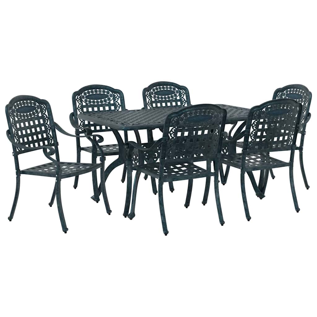 Set da Pranzo per Giardino 7 pcs Verde Alluminio