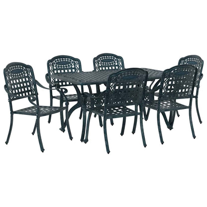 Set da Pranzo per Giardino 7 pcs Verde Alluminio