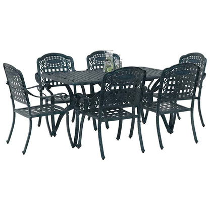 Set da Pranzo per Giardino 7 pcs Verde Alluminio