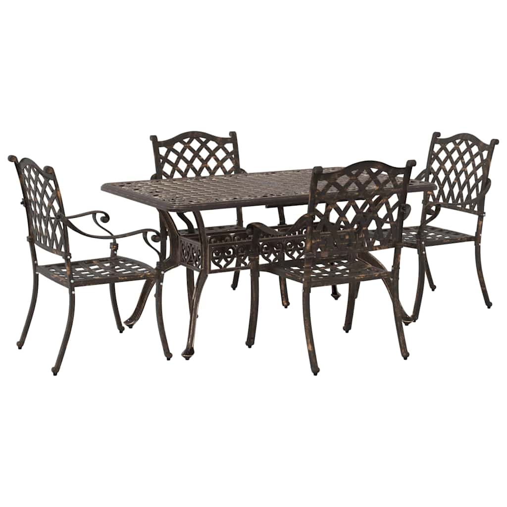 Set da Pranzo per Giardino 5 pcs Bronzo Alluminio