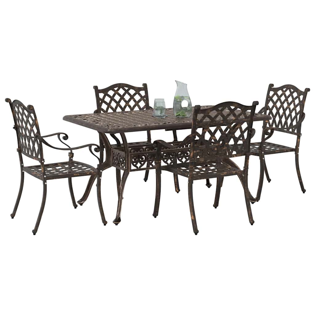 Set da Pranzo per Giardino 5 pcs Bronzo Alluminio