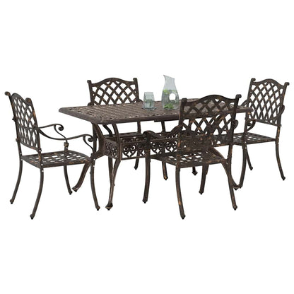 Set da Pranzo per Giardino 5 pcs Bronzo Alluminio