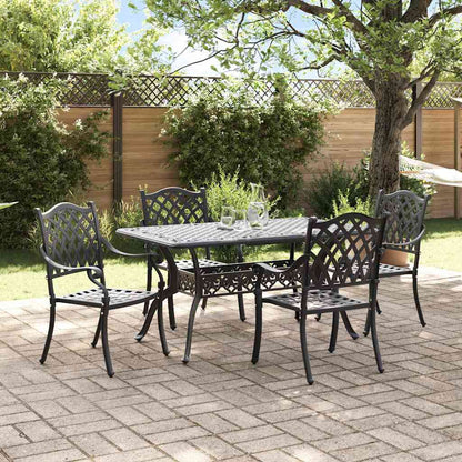 Set da Pranzo per Giardino 5 pcs Nero Alluminio