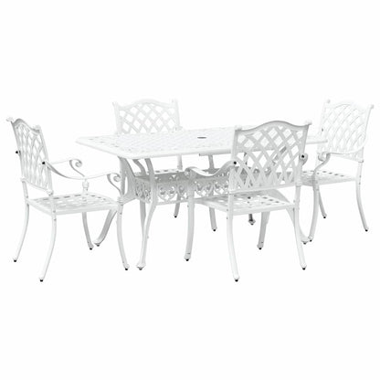 Set da Pranzo per Giardino 5 pcs Bianco Alluminio