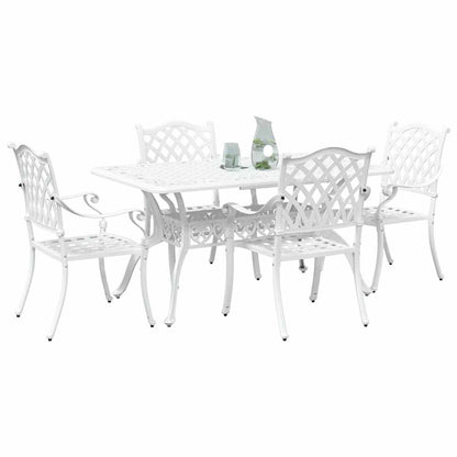 Set da Pranzo per Giardino 5 pcs Bianco Alluminio