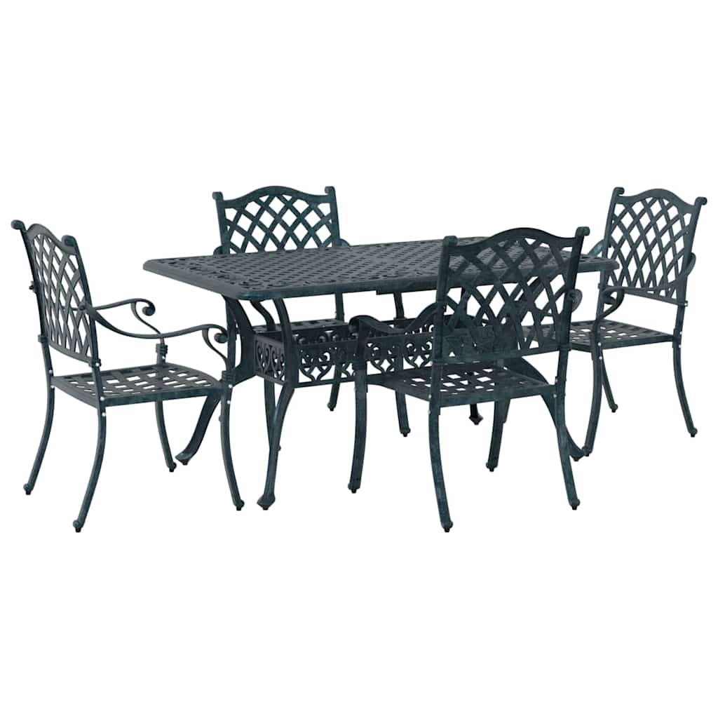 Set da Pranzo per Giardino 5 pcs Verde Alluminio