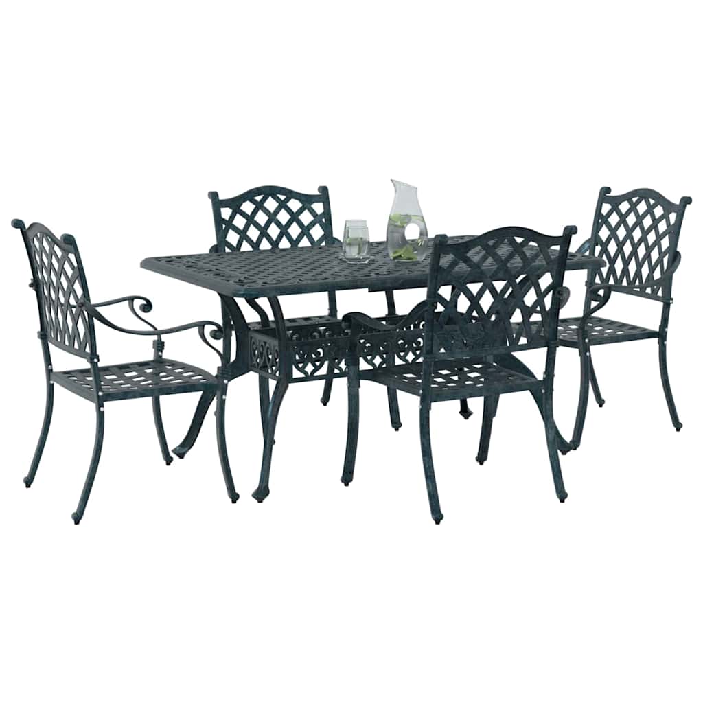 Set da Pranzo per Giardino 5 pcs Verde Alluminio