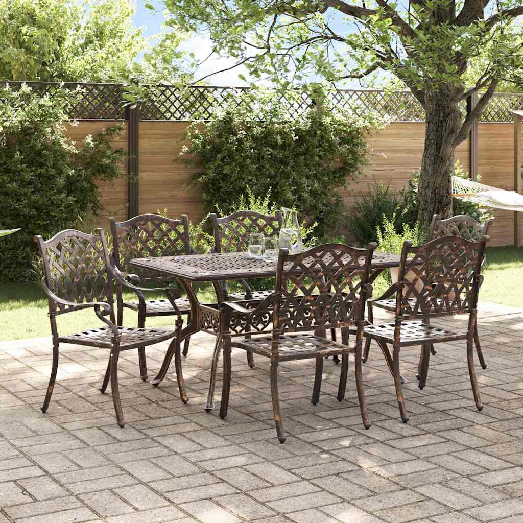 Set da Pranzo per Giardino 7 pcs Bronzo Alluminio