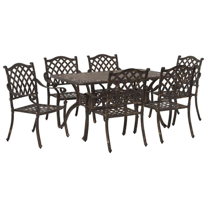 Set da Pranzo per Giardino 7 pcs Bronzo Alluminio