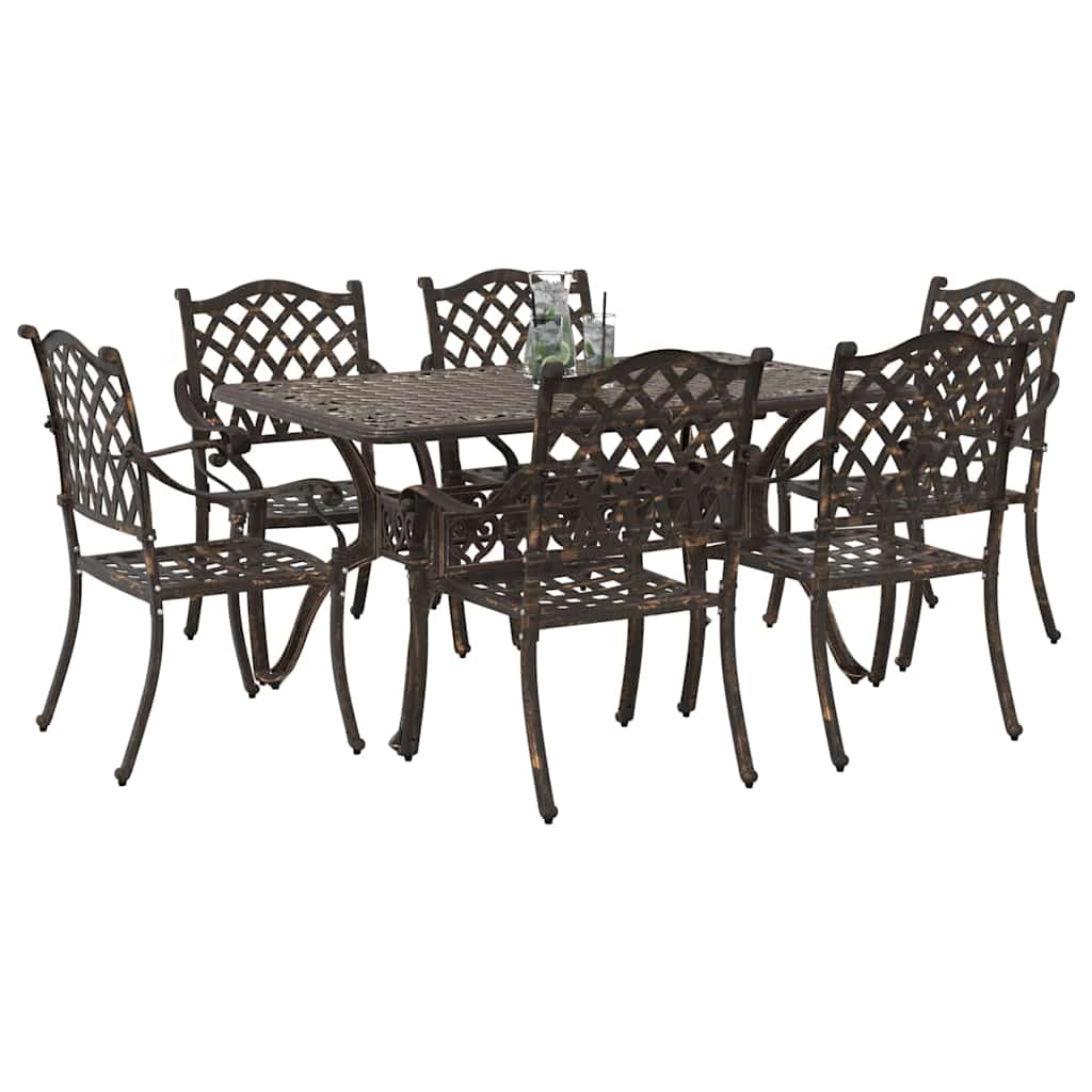 Set da Pranzo per Giardino 7 pcs Bronzo Alluminio