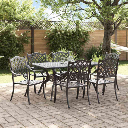 Set da Pranzo per Giardino 7 pcs Nero Alluminio