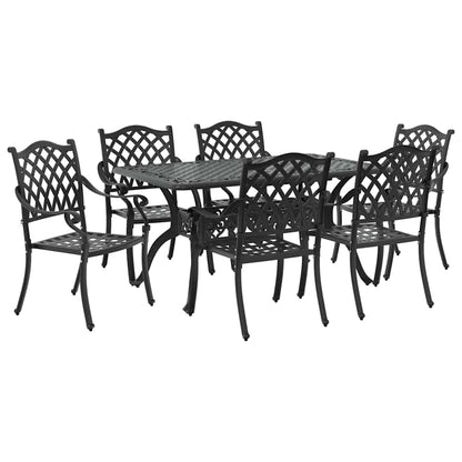 Set da Pranzo per Giardino 7 pcs Nero Alluminio