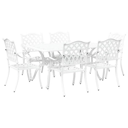 Set da Pranzo per Giardino 7 pcs Bianco Alluminio
