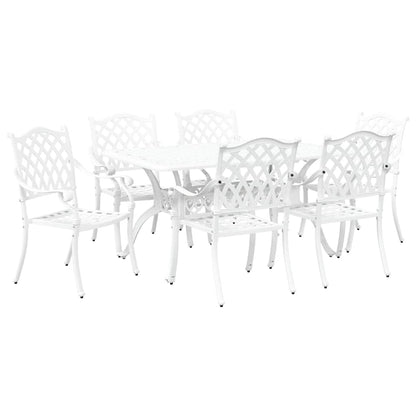 Set da Pranzo per Giardino 7 pcs Bianco Alluminio