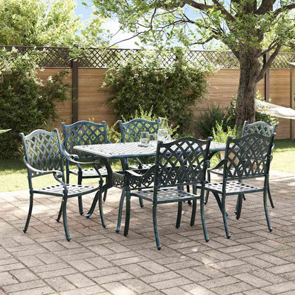 Set da Pranzo per Giardino 7 pcs Verde Alluminio