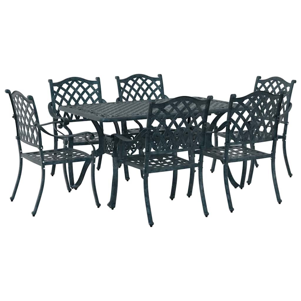 Set da Pranzo per Giardino 7 pcs Verde Alluminio