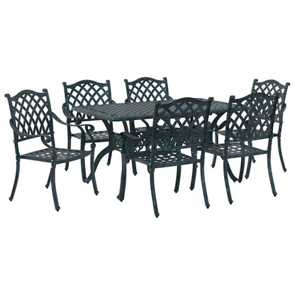 Set da Pranzo per Giardino 7 pcs Verde Alluminio