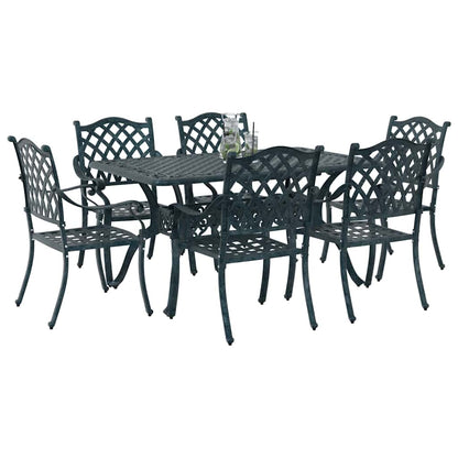 Set da Pranzo per Giardino 7 pcs Verde Alluminio