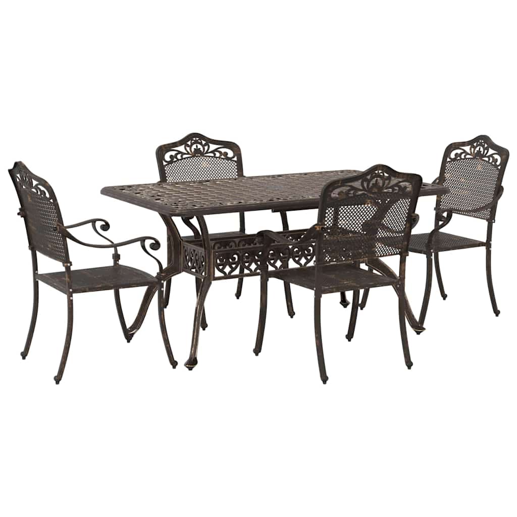 Set da Pranzo per Giardino 5 pcs Bronzo Alluminio