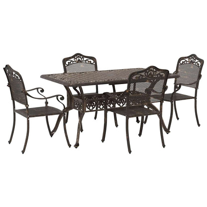 Set da Pranzo per Giardino 5 pcs Bronzo Alluminio