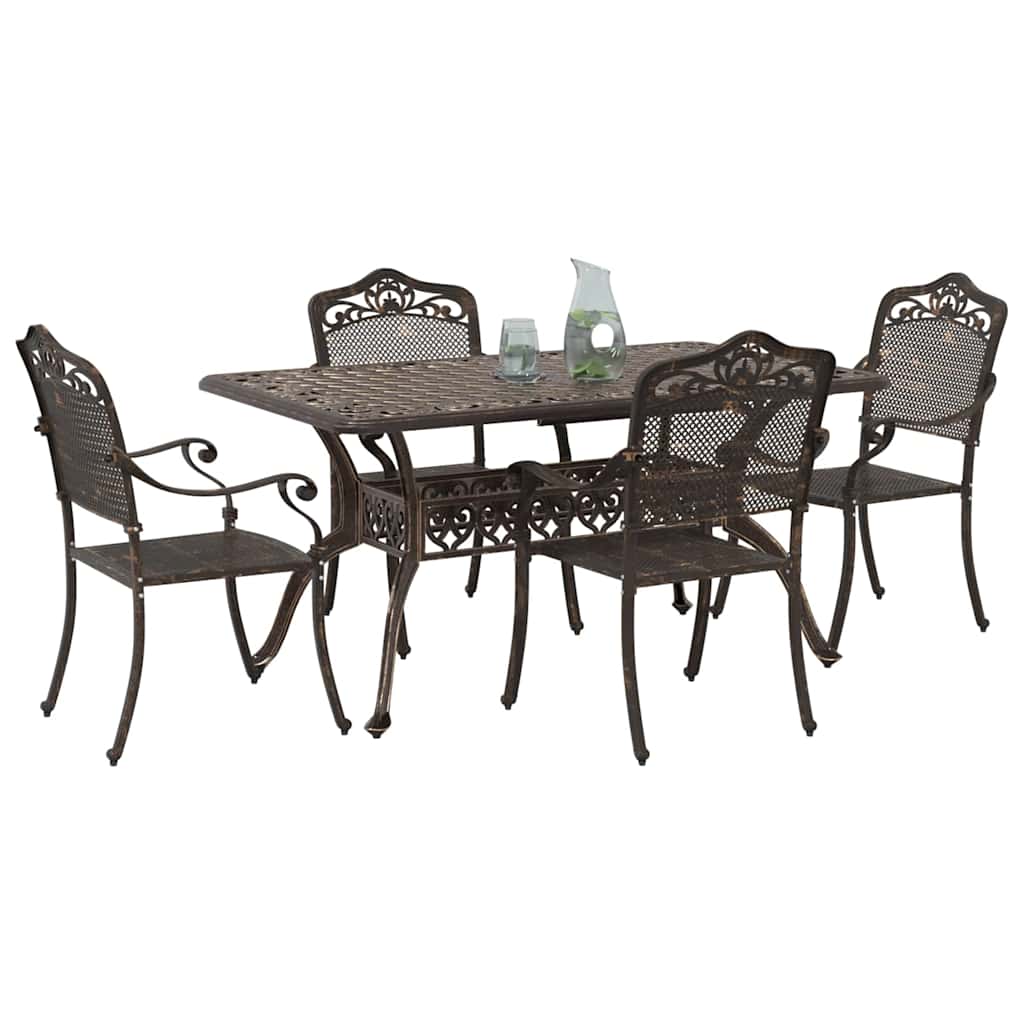 Set da Pranzo per Giardino 5 pcs Bronzo Alluminio