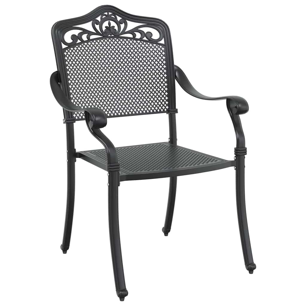 Set da Pranzo per Giardino 5 pcs Nero Alluminio