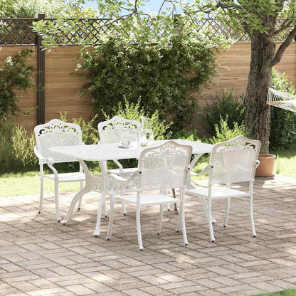 Set da Pranzo per Giardino 5 pcs Bianco Alluminio