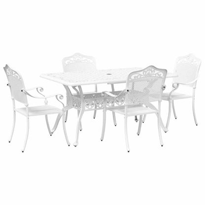 Set da Pranzo per Giardino 5 pcs Bianco Alluminio