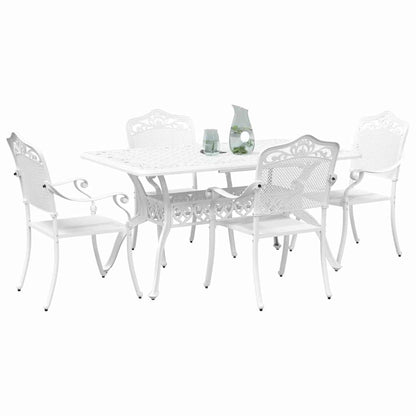 Set da Pranzo per Giardino 5 pcs Bianco Alluminio