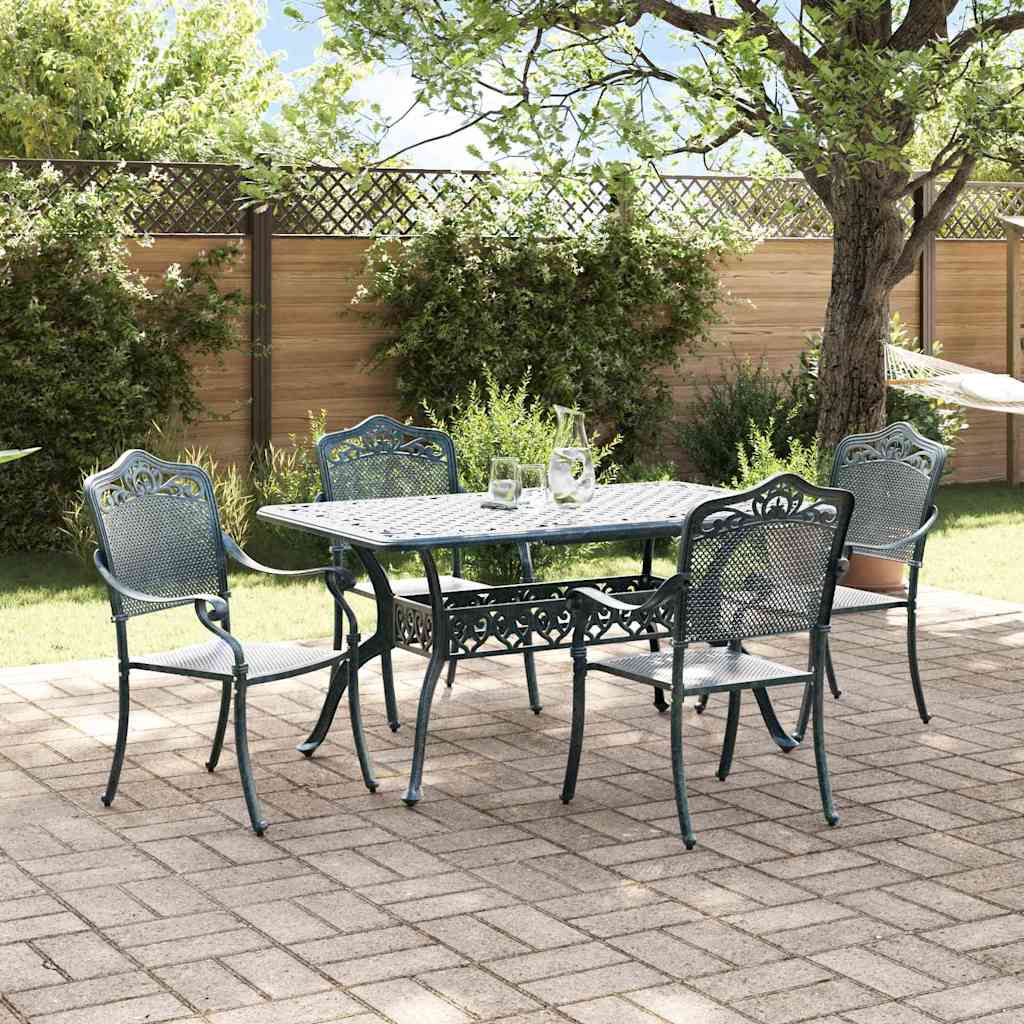 Set da Pranzo per Giardino 5 pcs Verde Alluminio