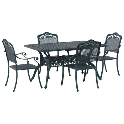 Set da Pranzo per Giardino 5 pcs Verde Alluminio