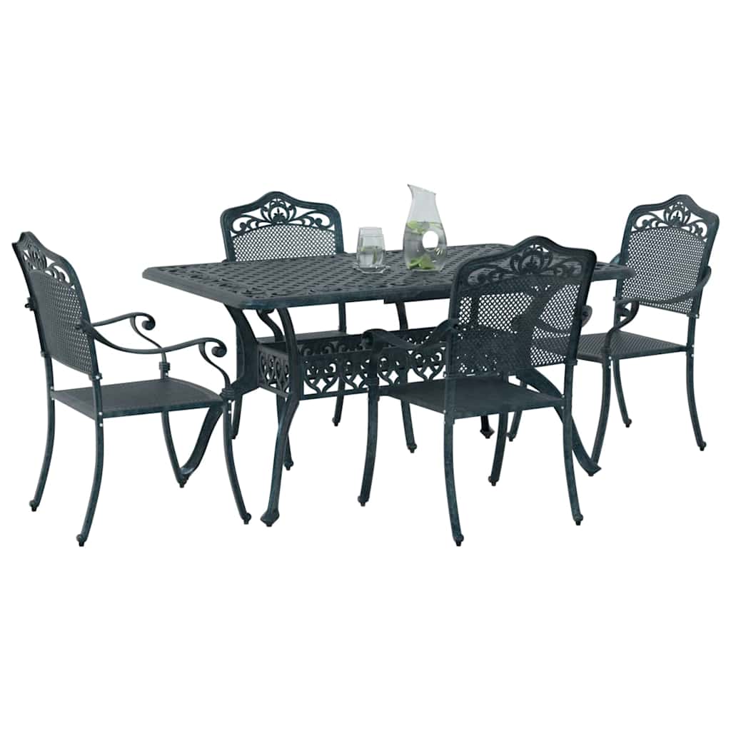 Set da Pranzo per Giardino 5 pcs Verde Alluminio
