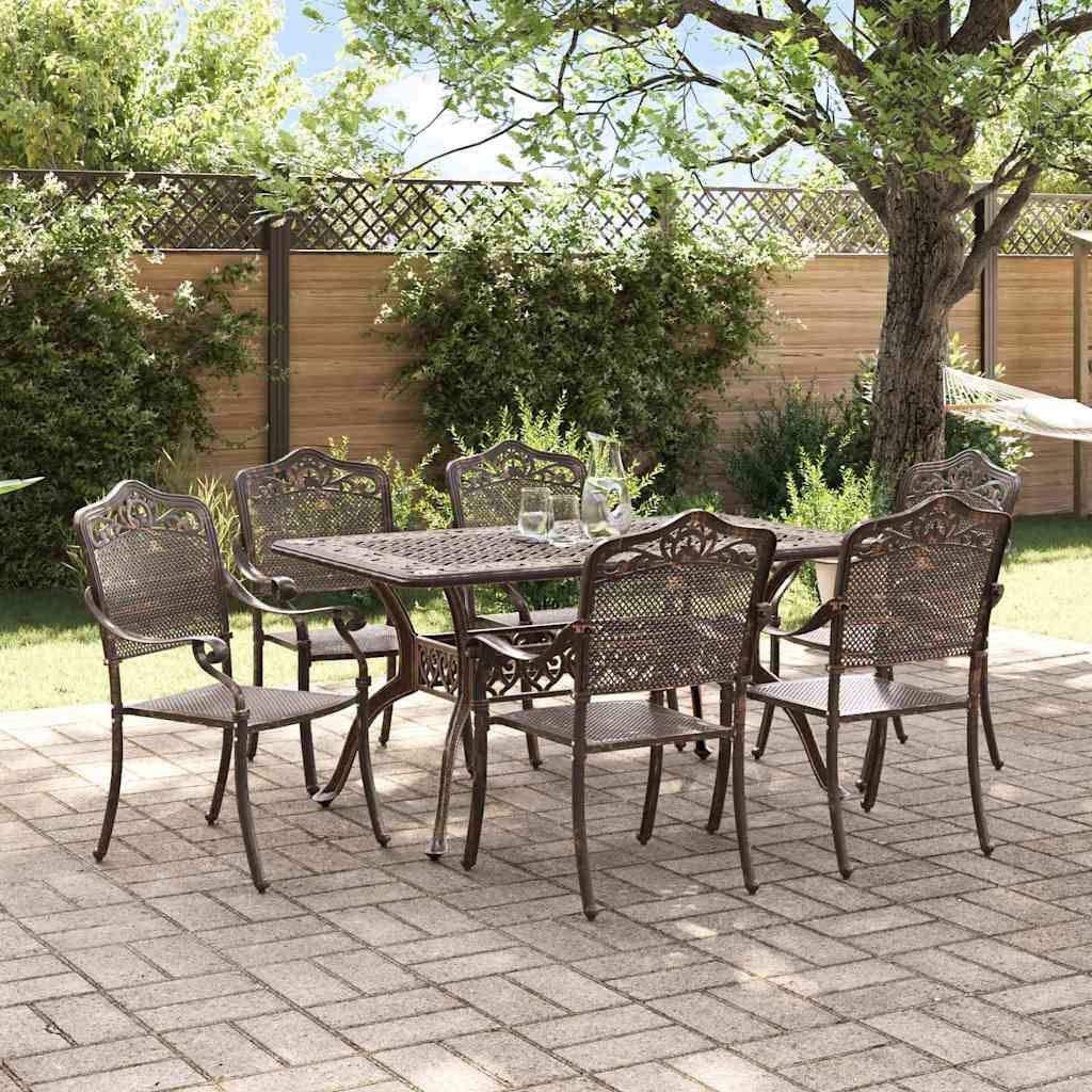 Set da Pranzo per Giardino 7 pcs Bronzo Alluminio