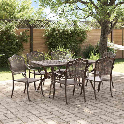 Set da Pranzo per Giardino 7 pcs Bronzo Alluminio