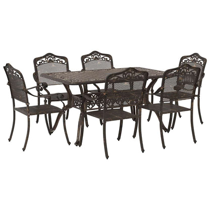 Set da Pranzo per Giardino 7 pcs Bronzo Alluminio