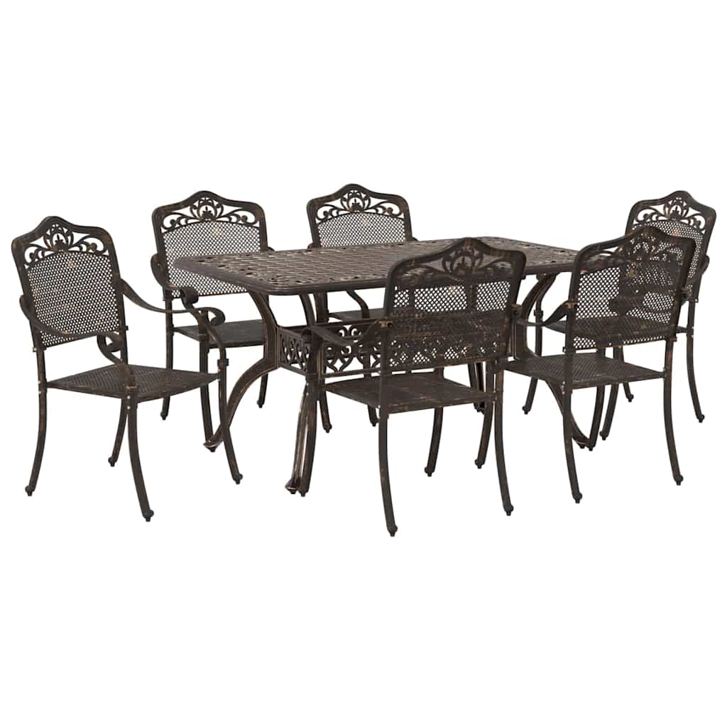 Set da Pranzo per Giardino 7 pcs Bronzo Alluminio