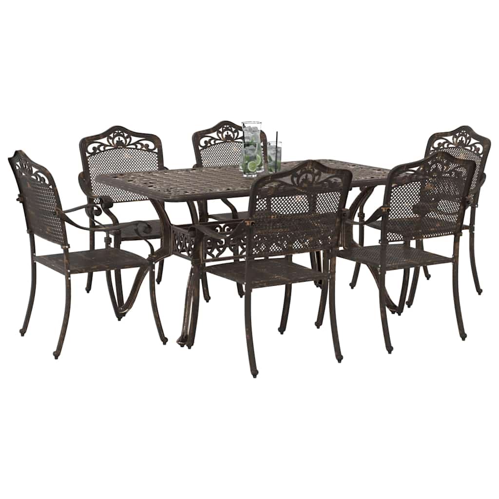 Set da Pranzo per Giardino 7 pcs Bronzo Alluminio