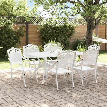Set da Pranzo per Giardino 7 pcs Bianco Alluminio